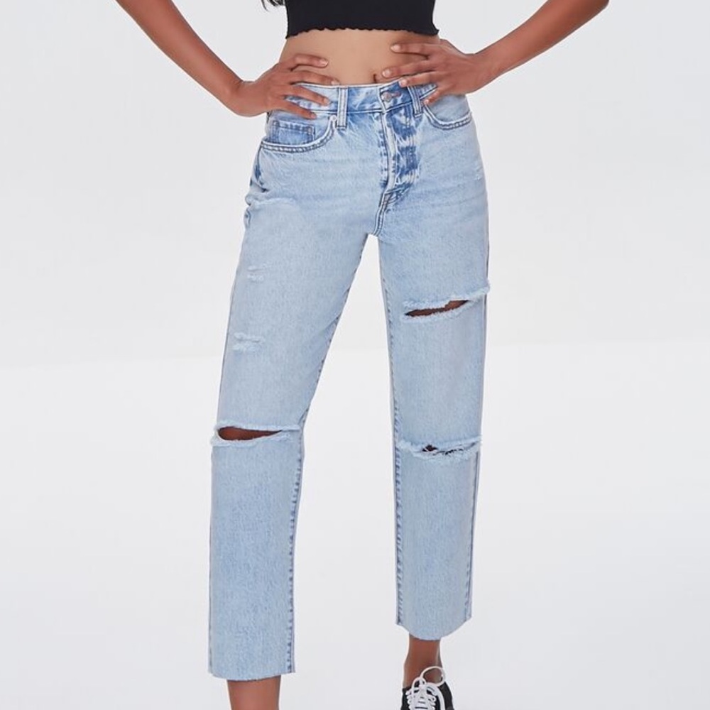 Forever 21 Light Denim Straight Leg Mom Jeans